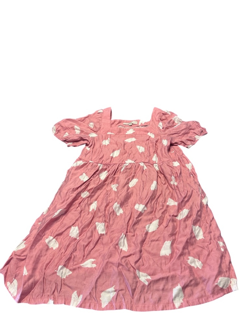 LOFT Pink Dress with White Leaf Print